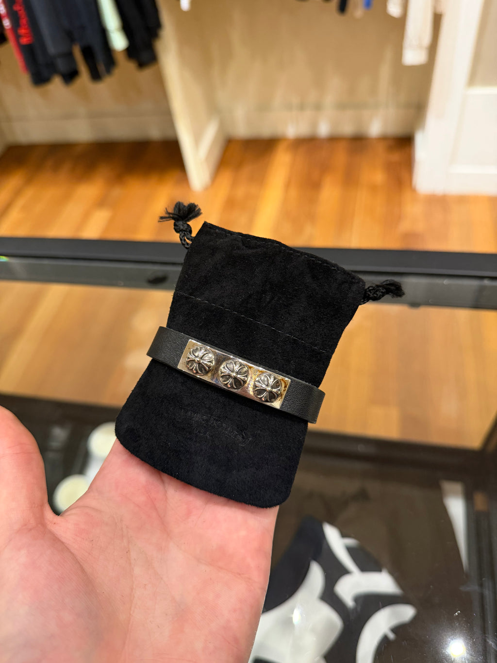 Chrome Hearts Leather Snap Cross Ball Bracelet