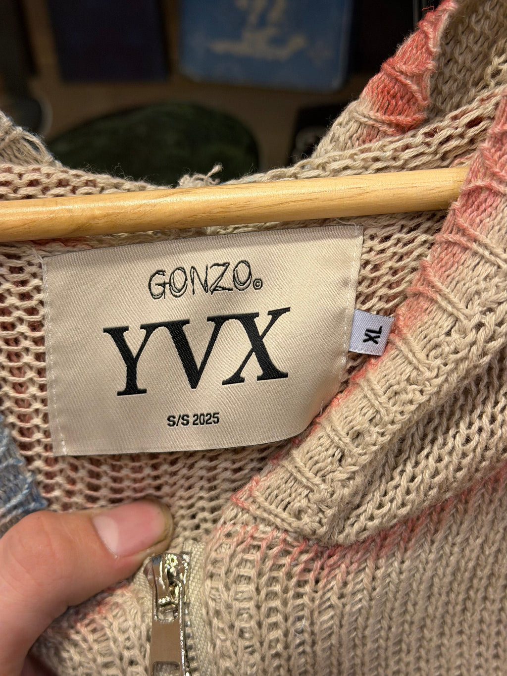YVX Knit American Flag Zip Up Hoodie