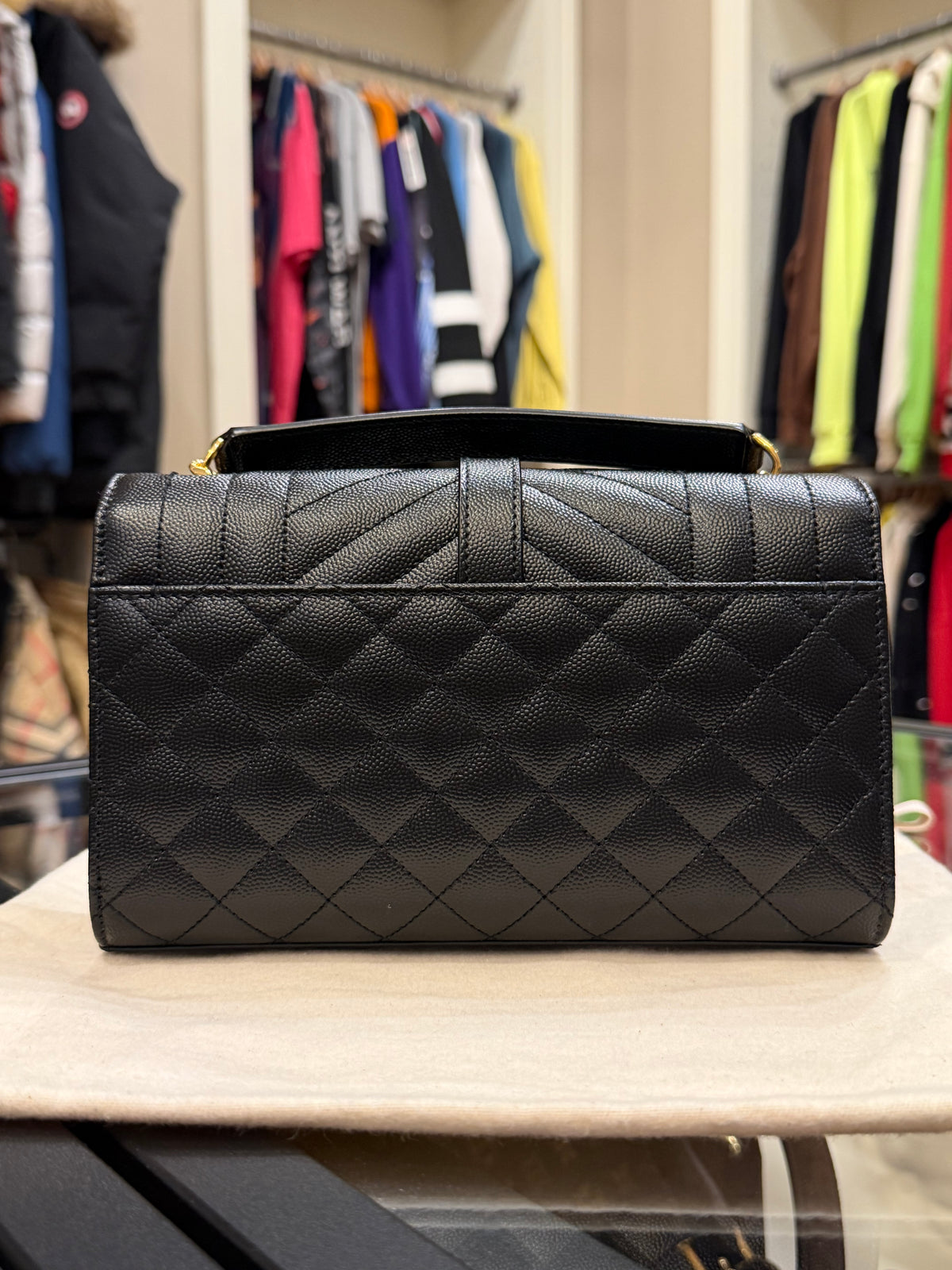 Saint Laurent Small Quilted Envelope Bag - Black