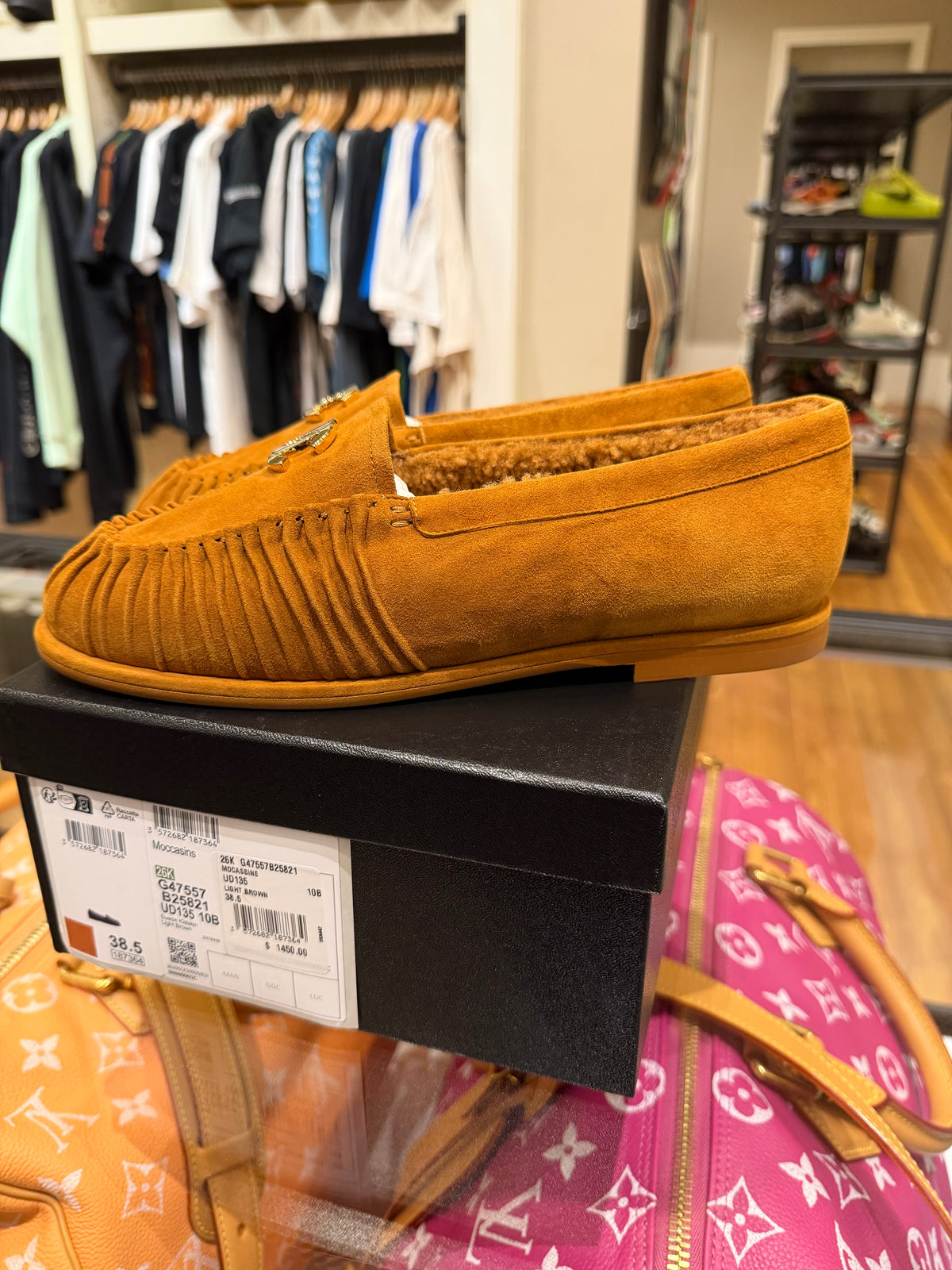 Chanel 26K Tan Suede Mocassins