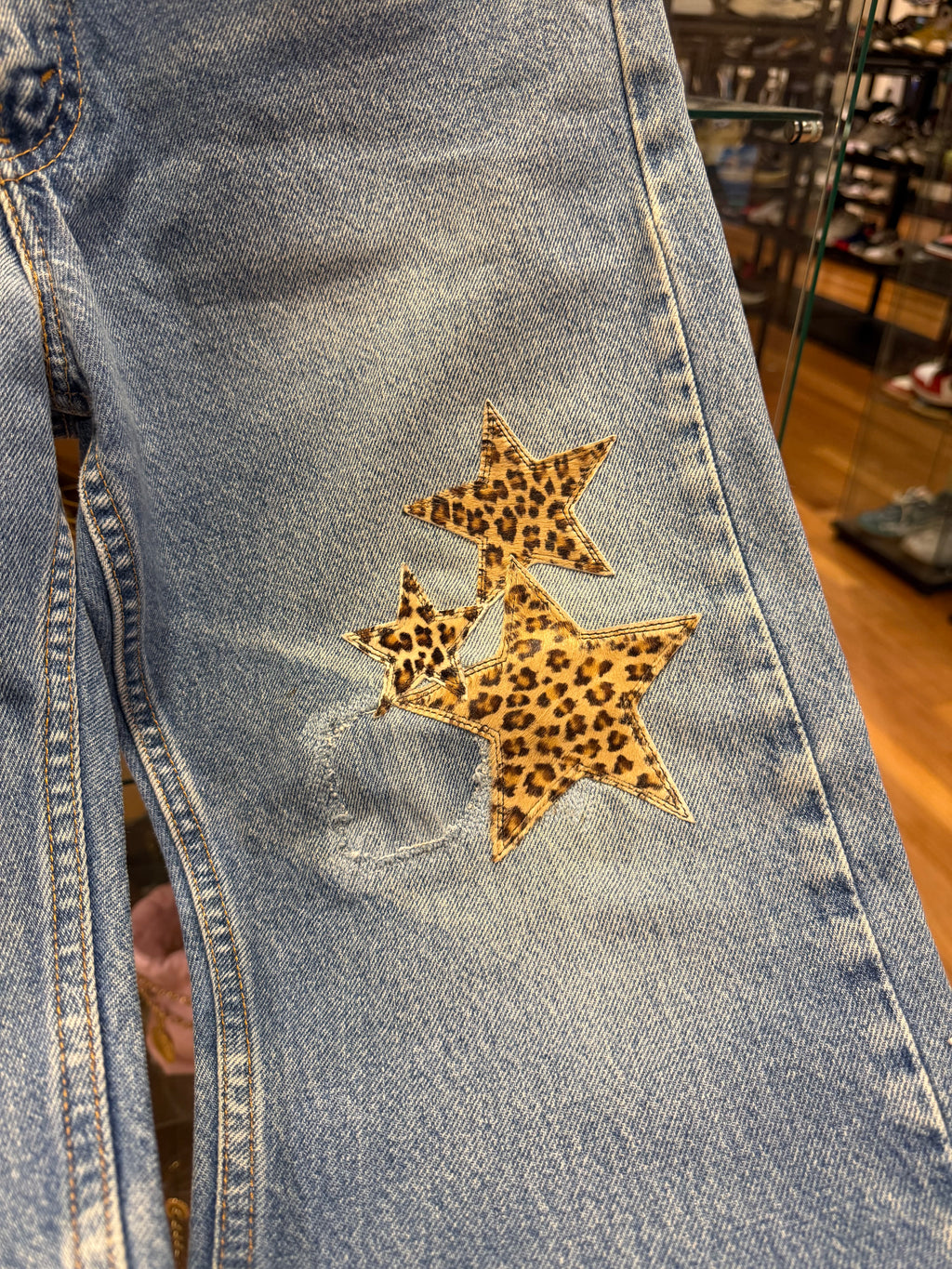 Chrome Hearts Levis Leopard Star Patch Jeans - Blue