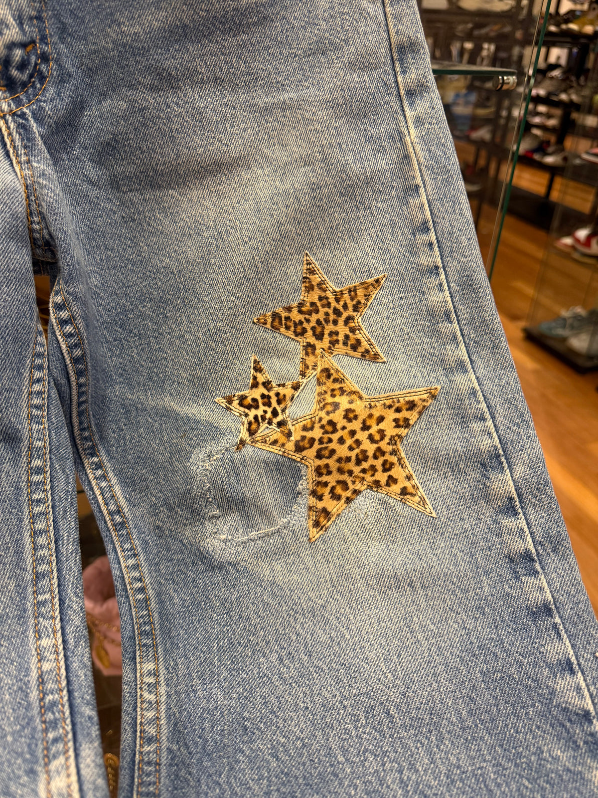 Chrome Hearts Levis Leopard Star Patch Jeans - Blue