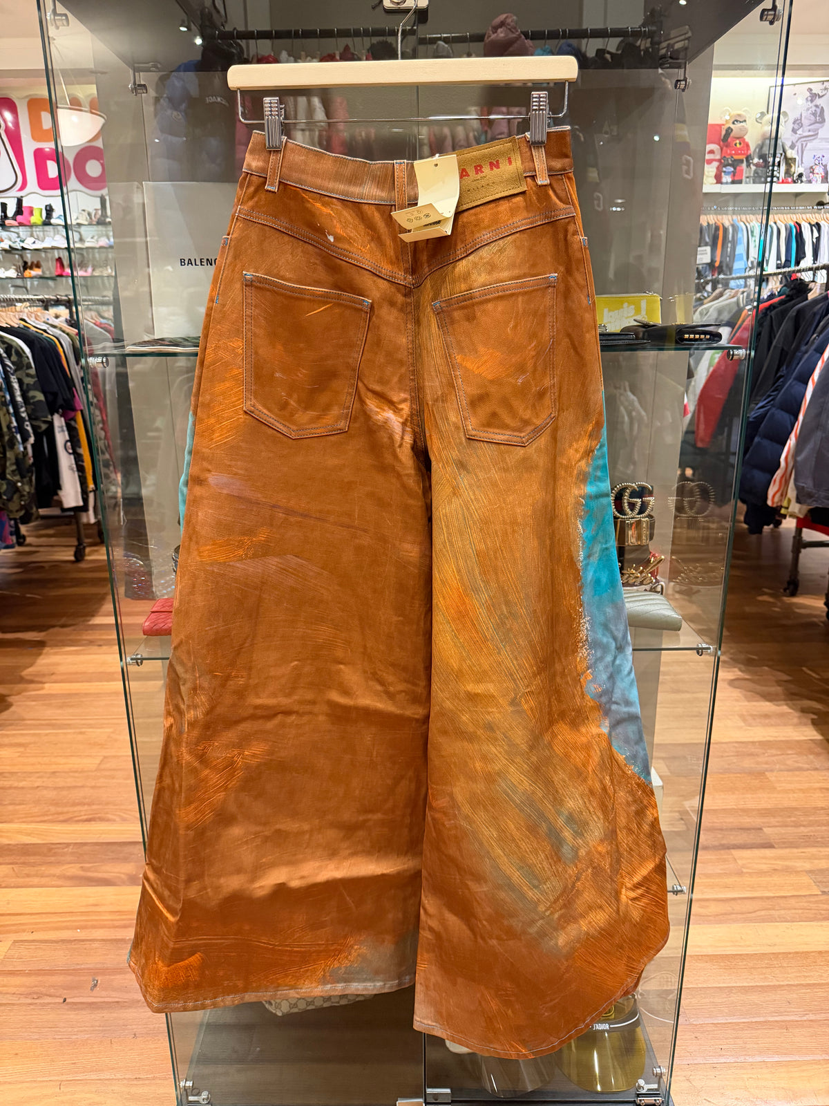 Marni Flocked Rainbow Painted Flared Denim Jeans