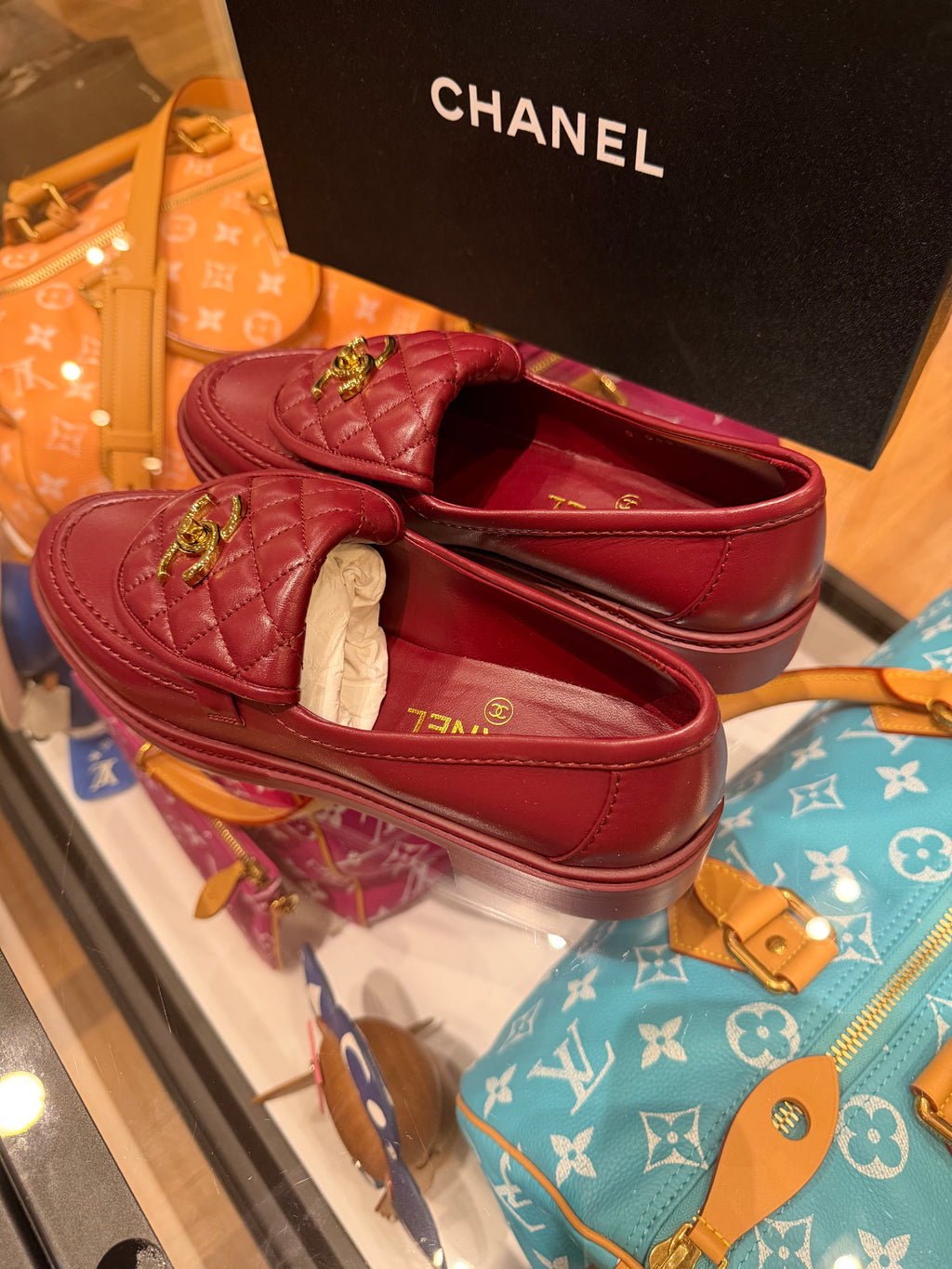 Chanel 26B Quilted Leather Loafers - Burgundy