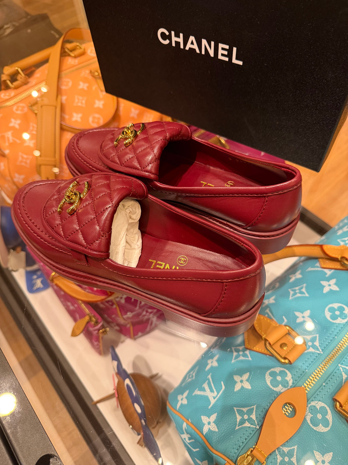 Chanel 26B Quilted Leather Loafers - Burgundy
