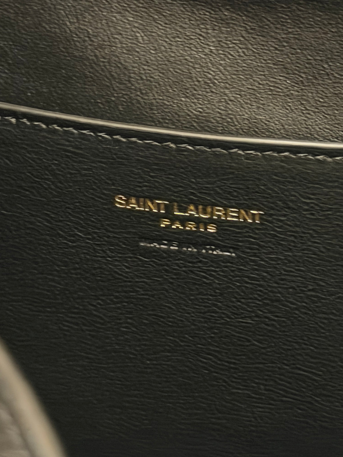 Saint Laurent Paris Envelope Clutch Bag In Engrained Calfskin Leather