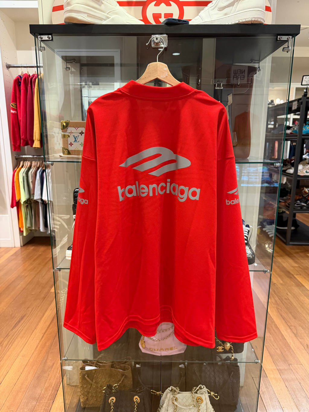 Balenciaga 3B Logo V-Neck Technical Ski Top - Red