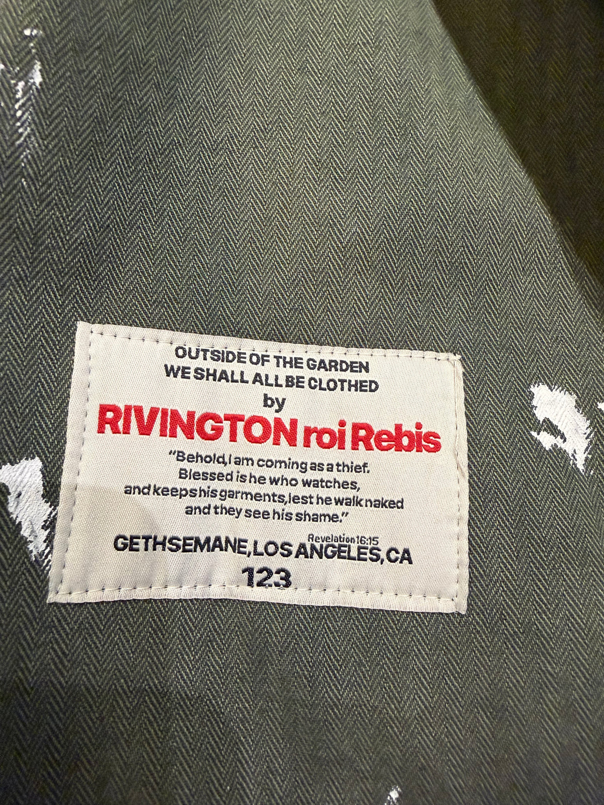 Rivington roi Rebis 123 Paint Splatter Cropped Work Jacket
- Olive