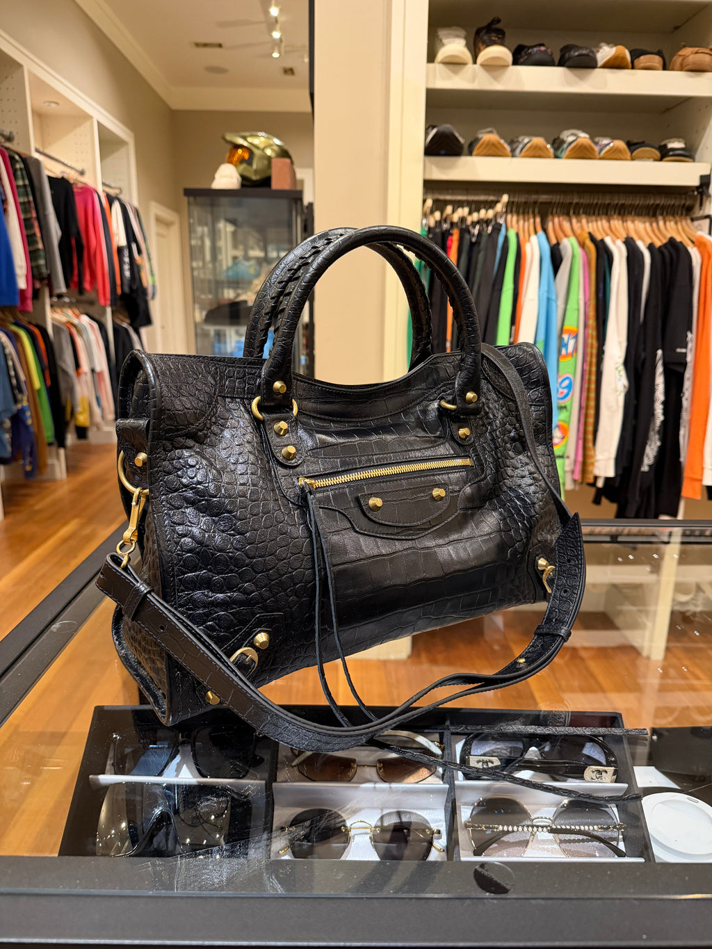 Balenciaga Le City Medium - Croc Embossed