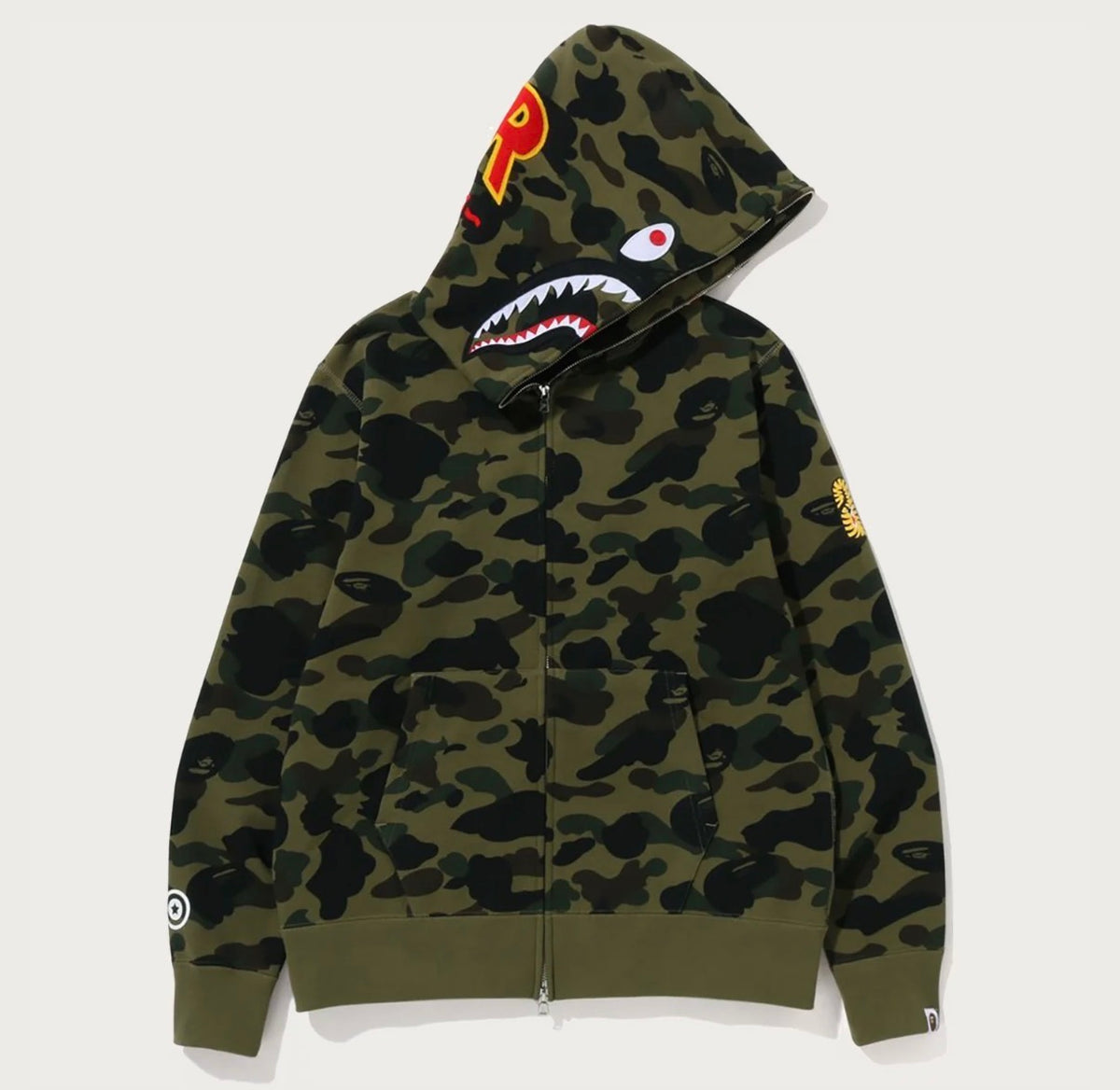 BAPE 1st Camo 2nd PONR Shark Full Zip Hoodie - Green
