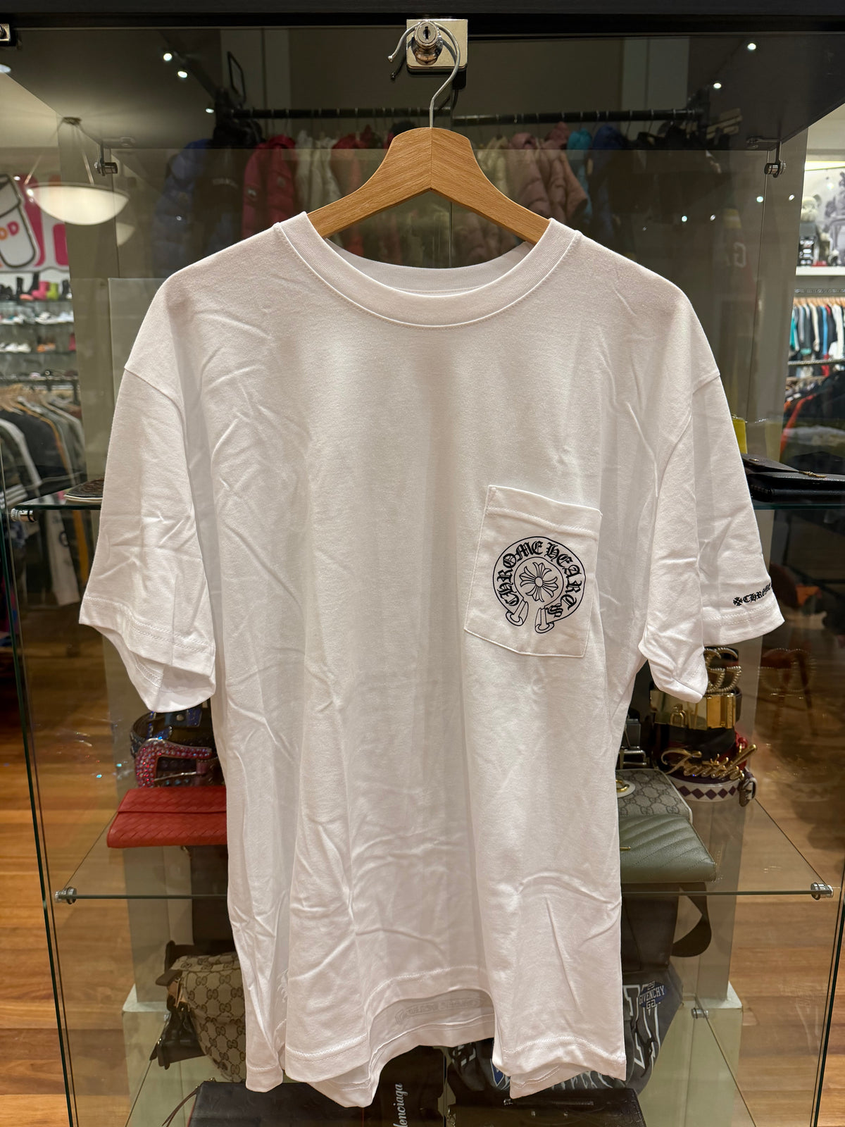 Chrome Hearts Horseshoe Floral Pocket Tee - White