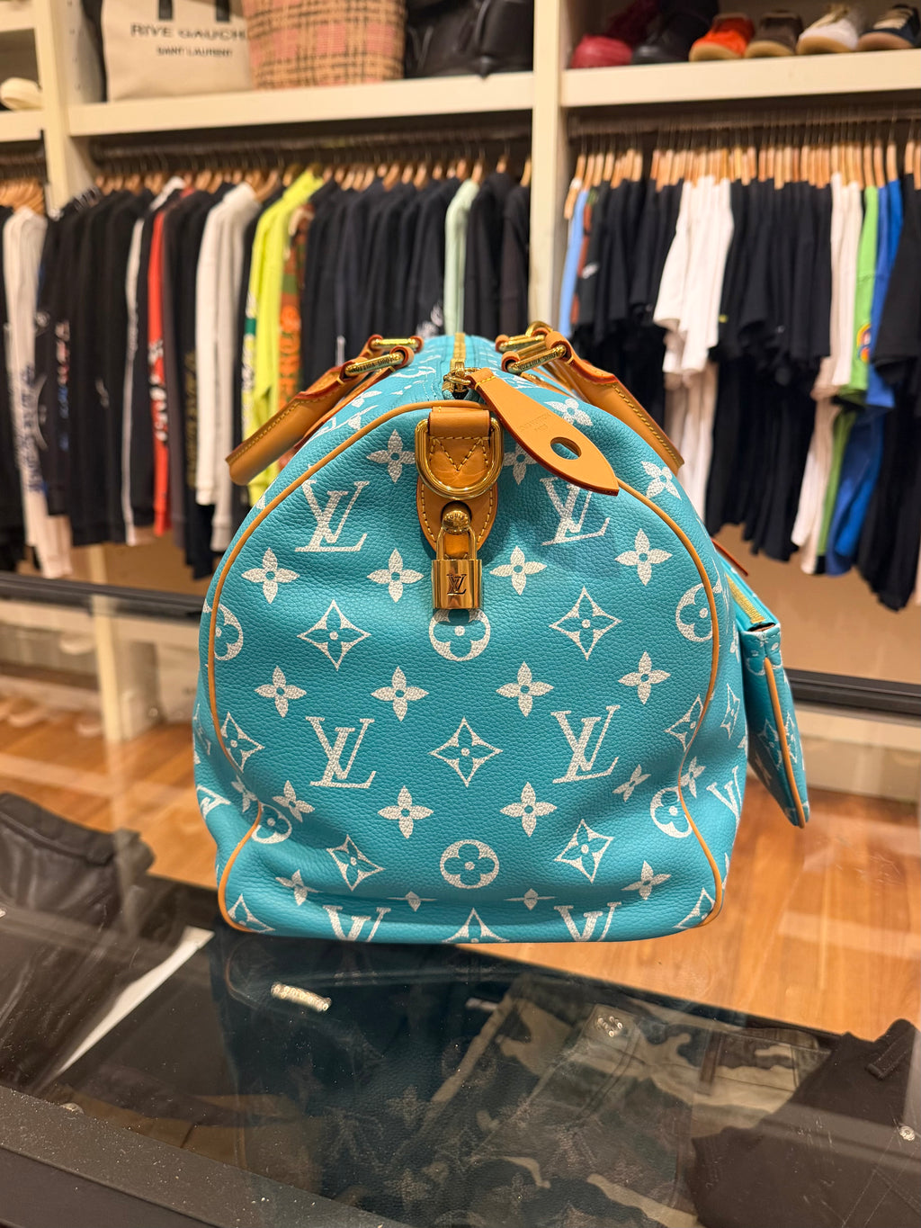 Louis Speedy P9 Bandoulière 40 Turquoise Duffle Bag