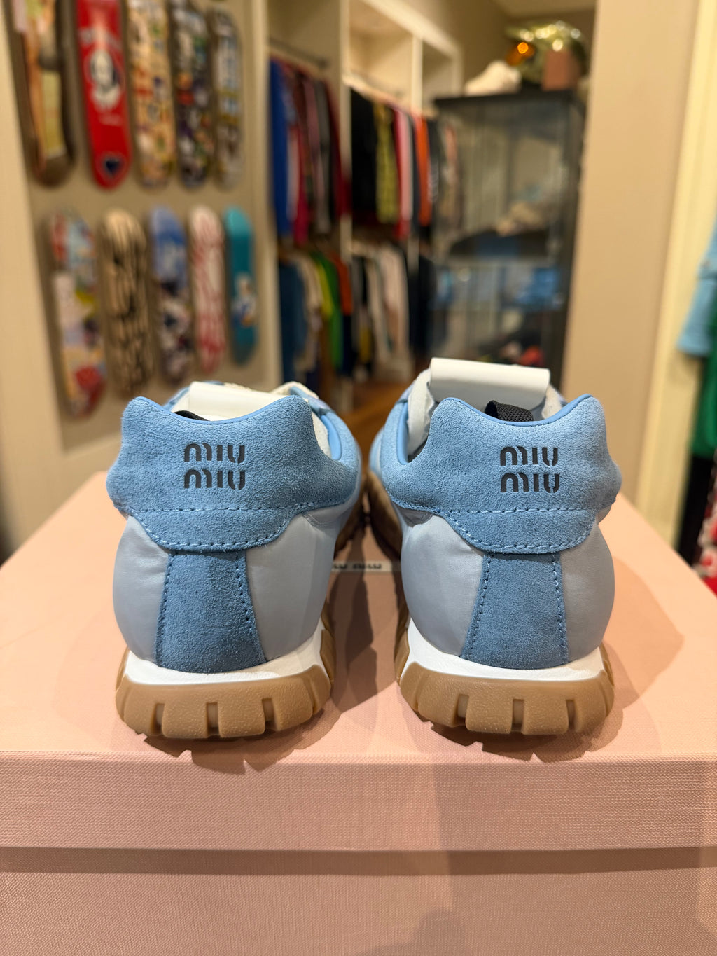 Miu Miu Tyre Technical Fabric & Suede Sneakers