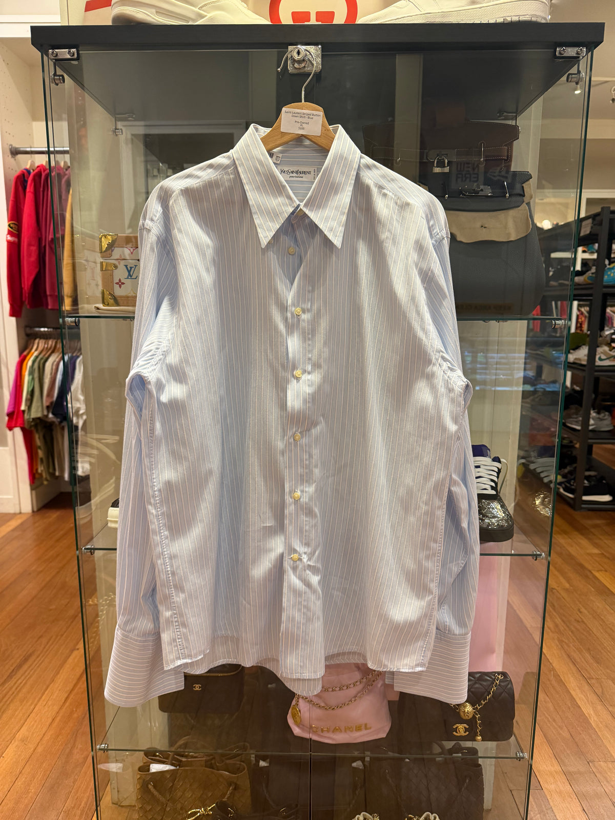 Saint Laurent Striped Button
Down Shirt - Blue