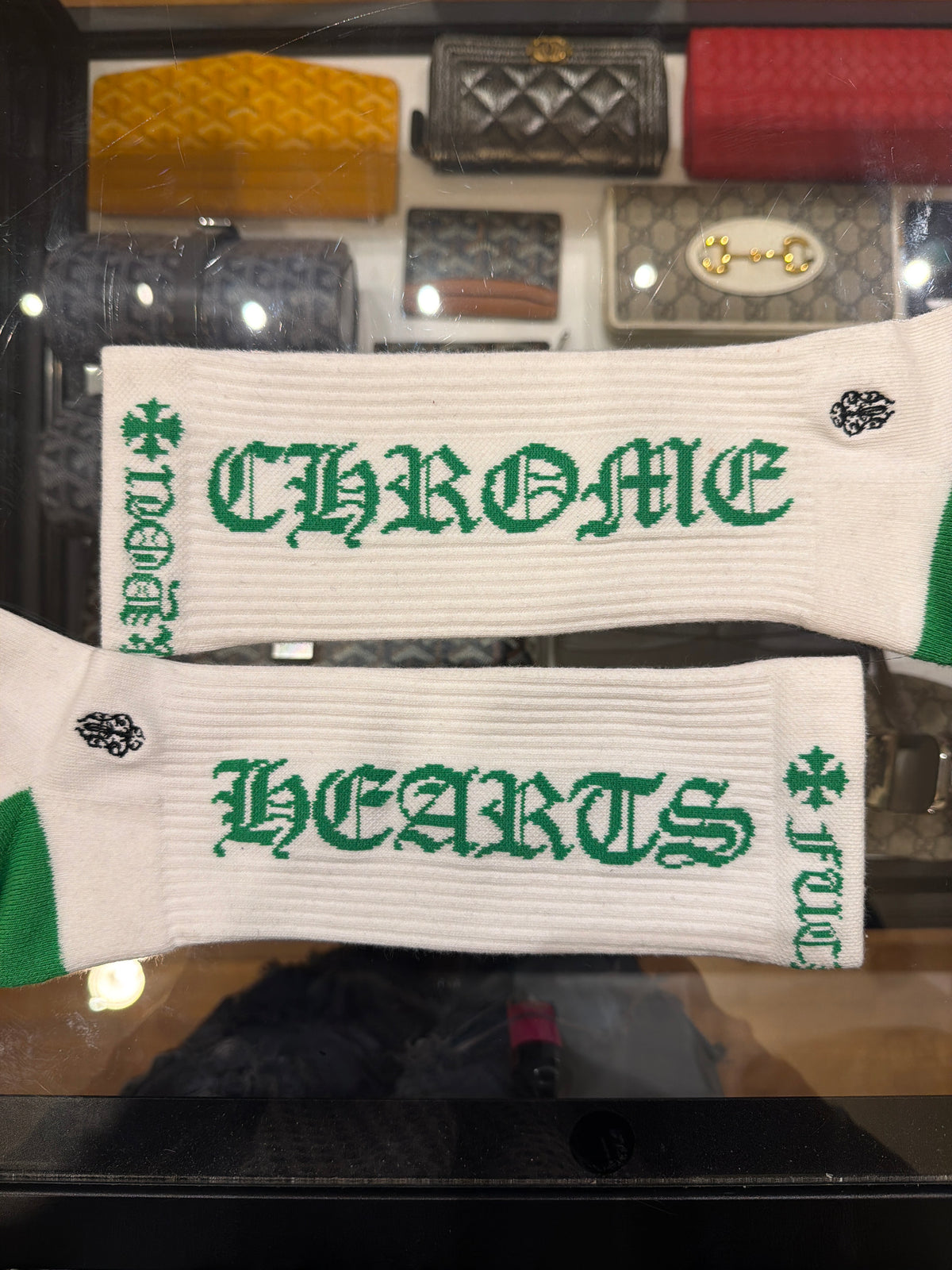 Chrome Hearts CH ‘Fuck You’ Socks - White/Green
