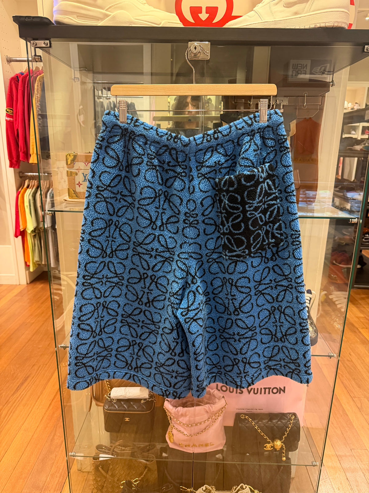 Loewe Anagram Wide Leg Logo Jaquard Fleece Drawstring Shorts