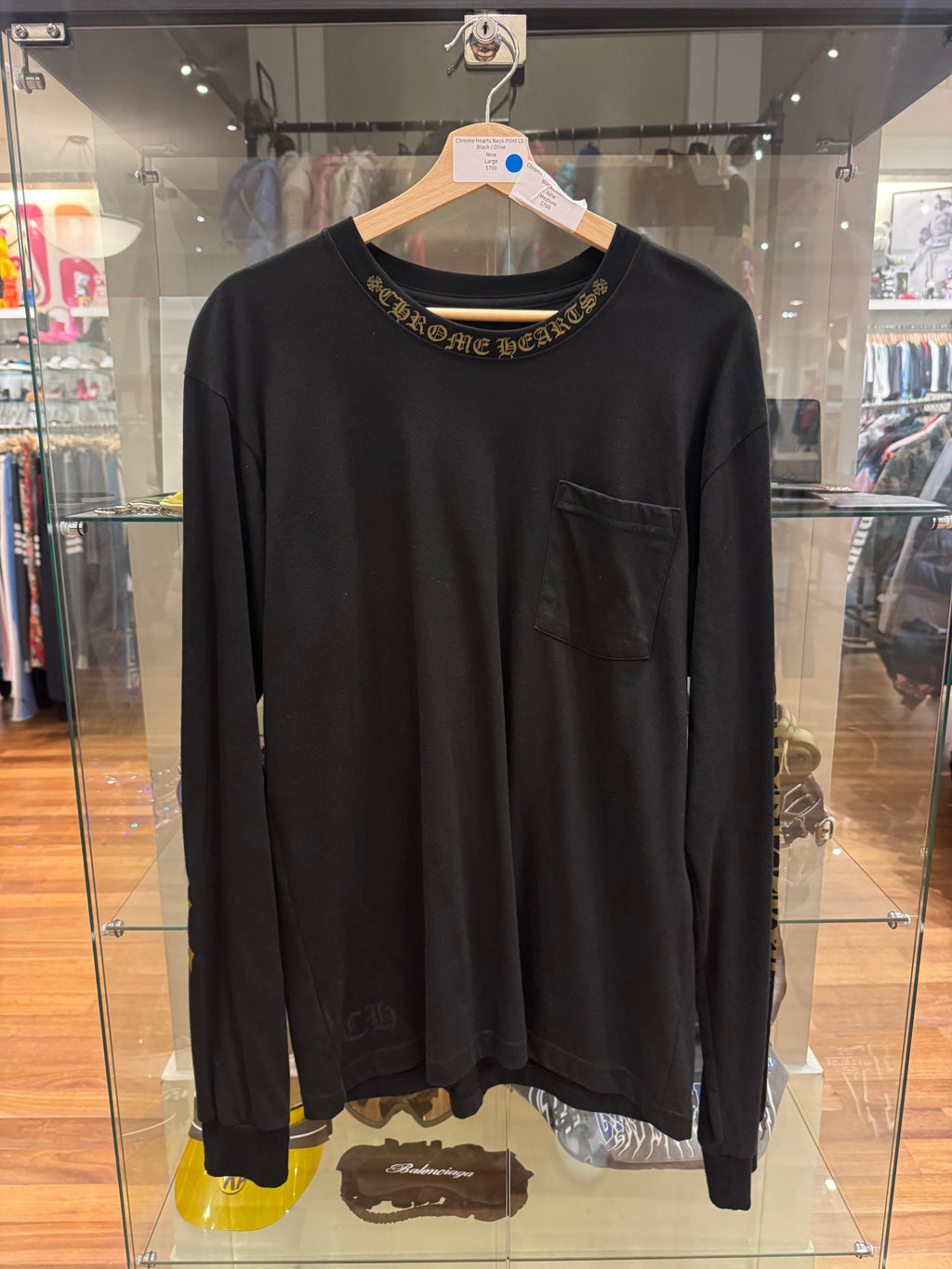 Chrome Hearts Neck Print LS Shirt Olive - Black