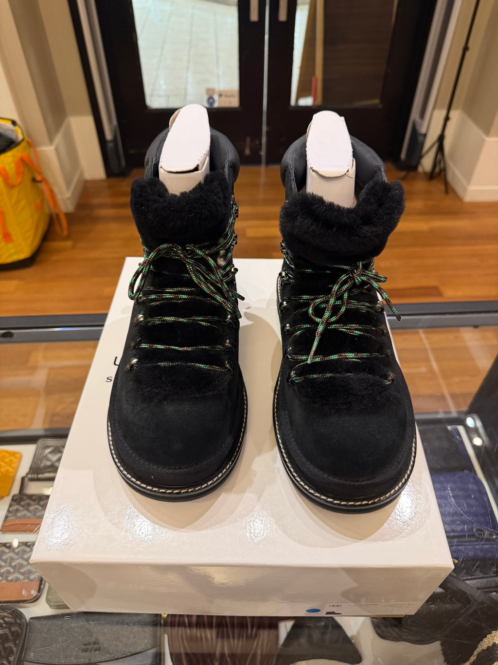 UGG x Sacai Suede & Shearling Hiking Boots - Black
