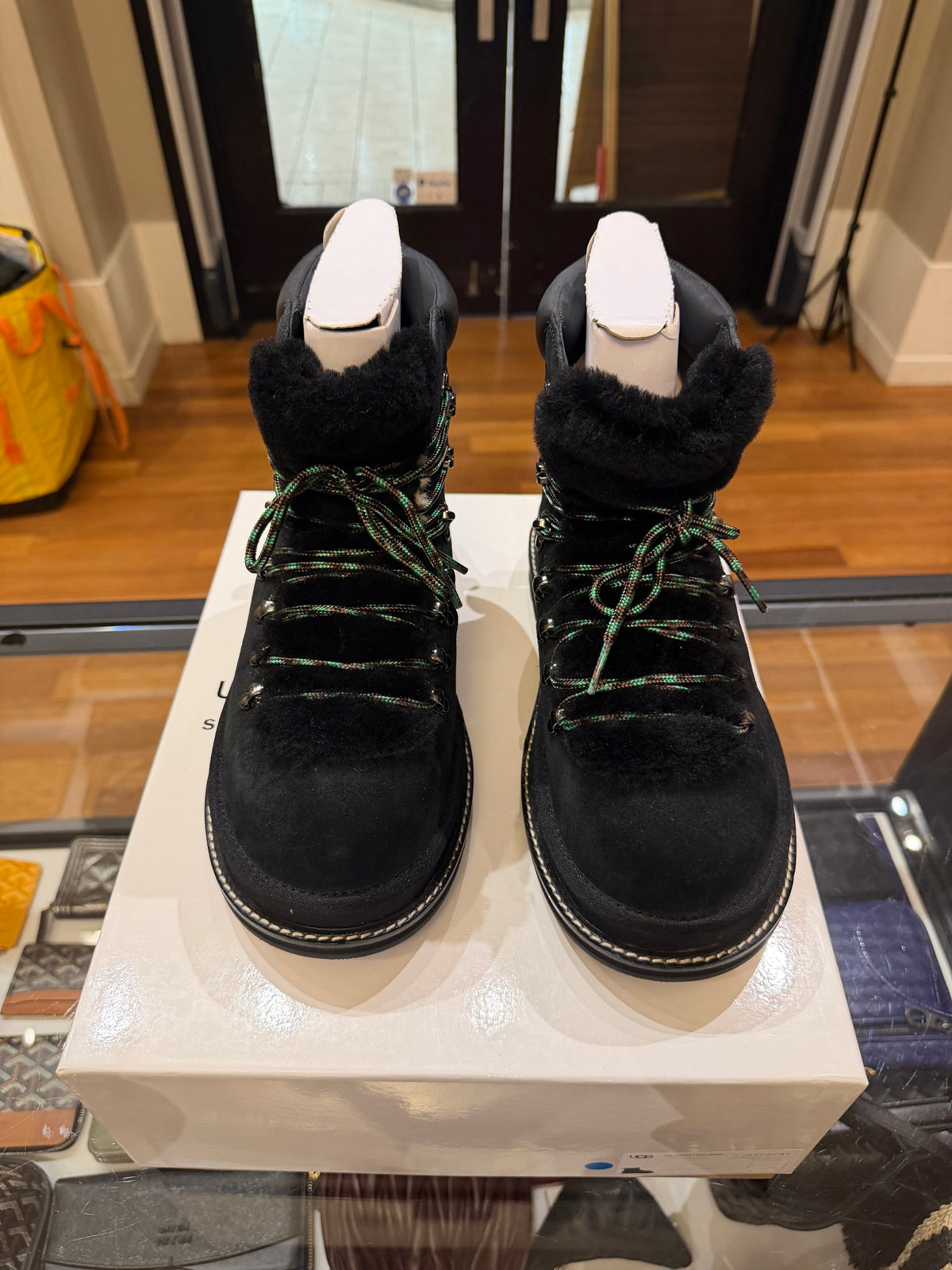 UGG x Sacai Suede & Shearling Hiking Boots - Black