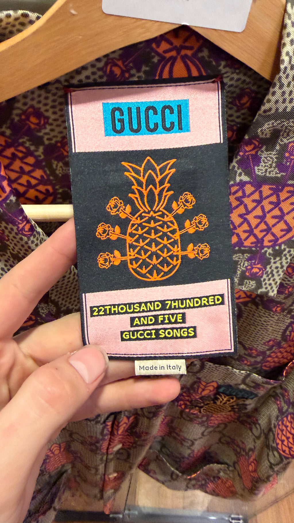 Gucci Pineapple GG Monogram Silk Bowling Shirt - Beige/Pink