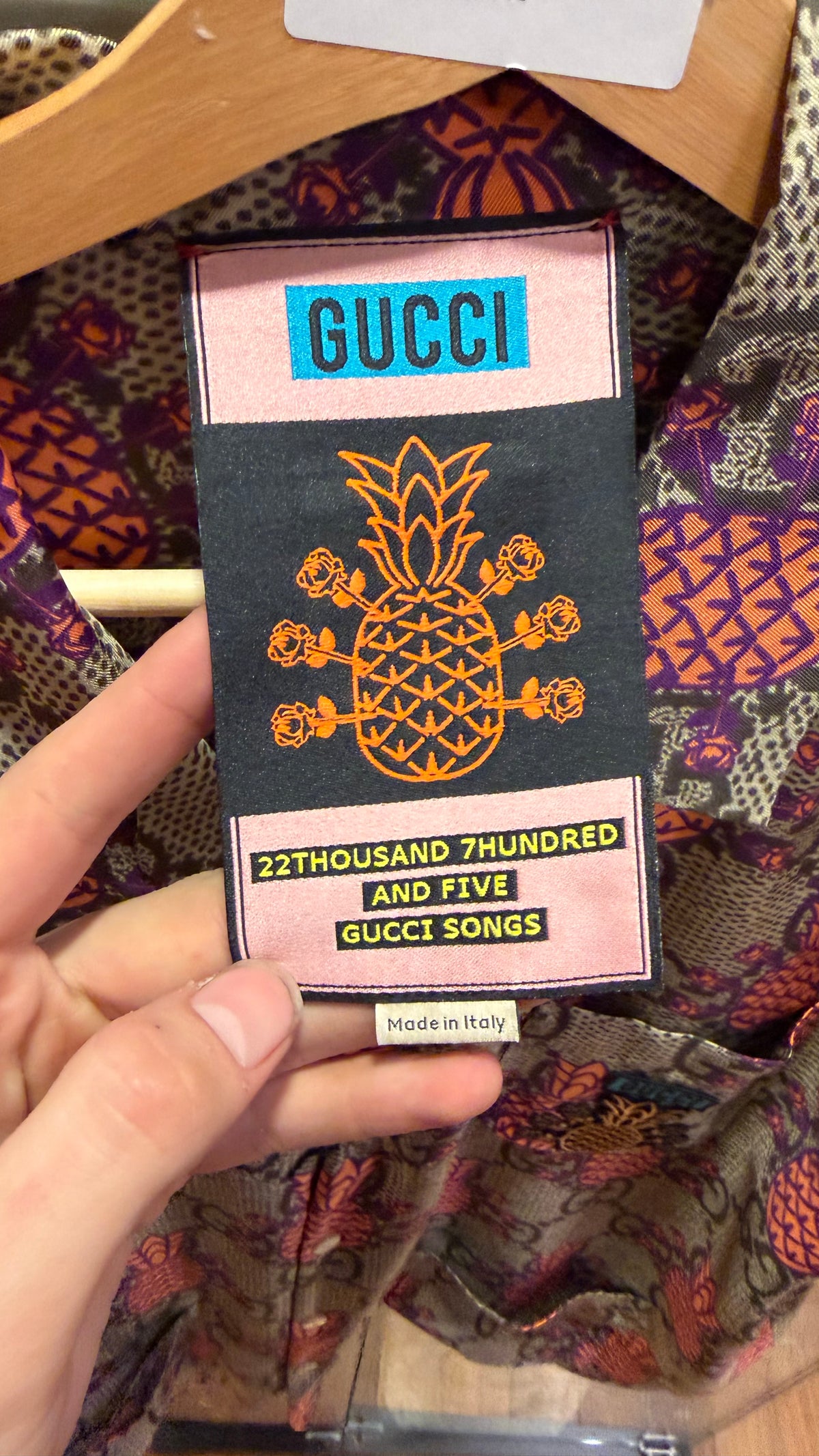 Gucci Pineapple GG Monogram Silk Bowling Shirt - Beige/Pink