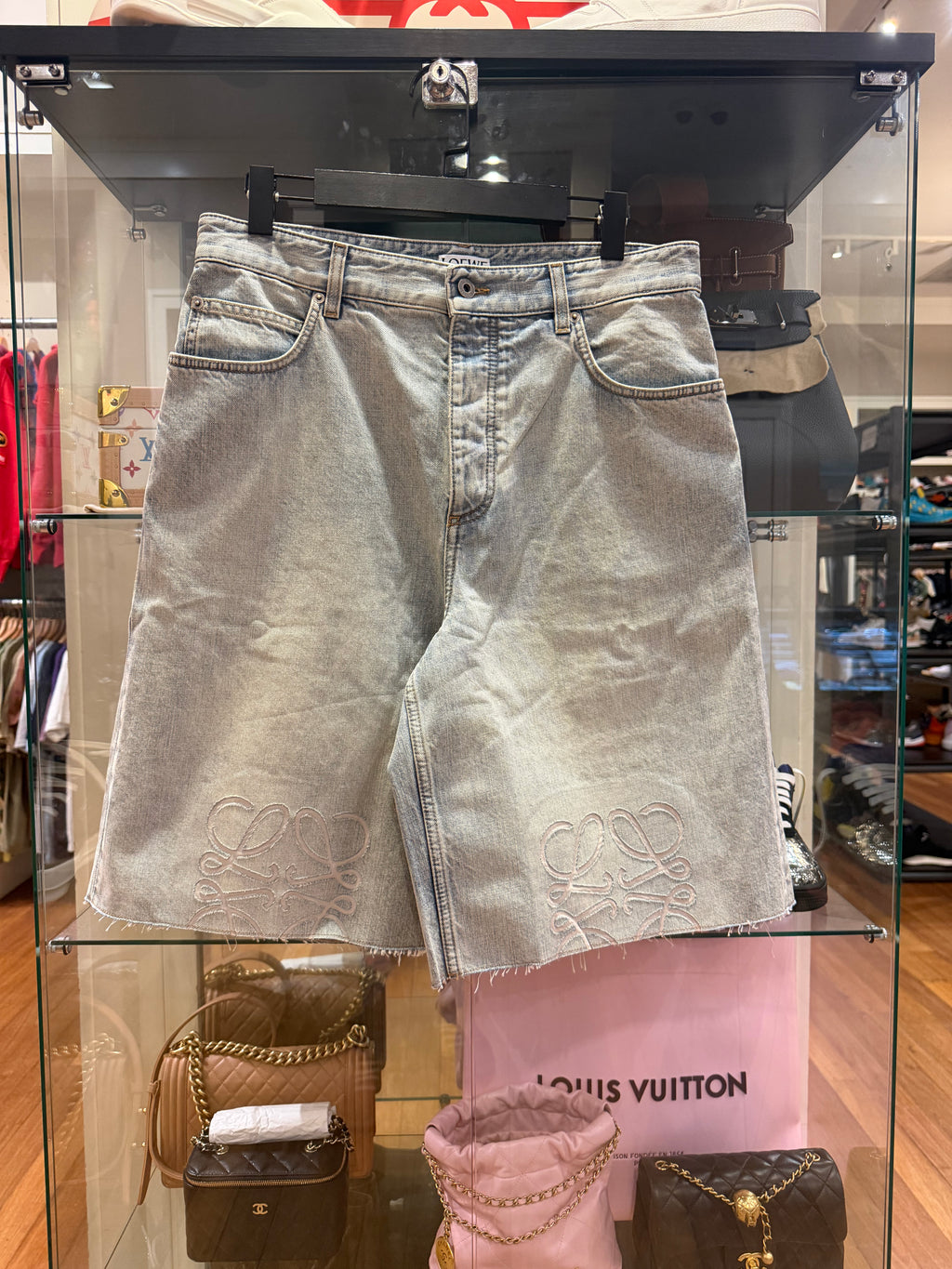 Loewe anagram denim cutoff shorts