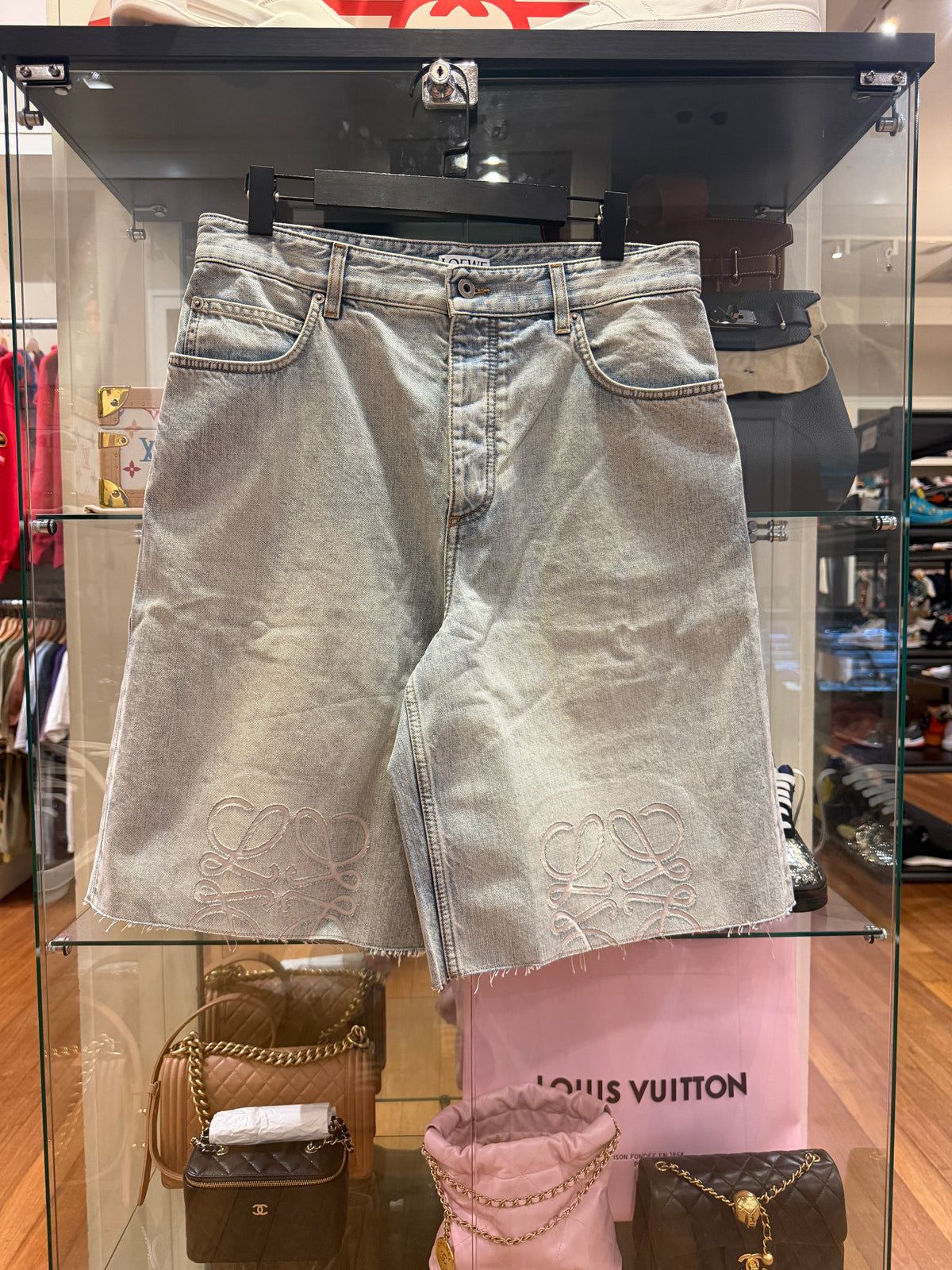 Loewe anagram denim cutoff shorts