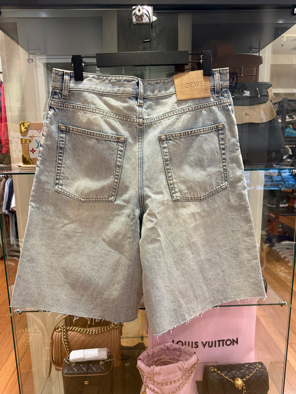 Loewe anagram denim cutoff shorts