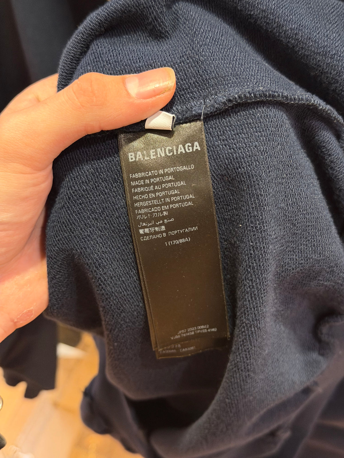 Balenciaga ‘Be Nice’ Distressed Hoodie - Navy