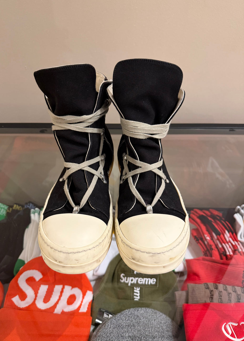 Rick Owens Hexagram Canvas Sneaker  - Black