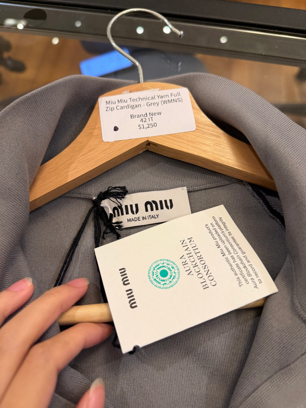 Miu Miu Technical Yarn Full Zip Cardigan - Grey (WMNS)