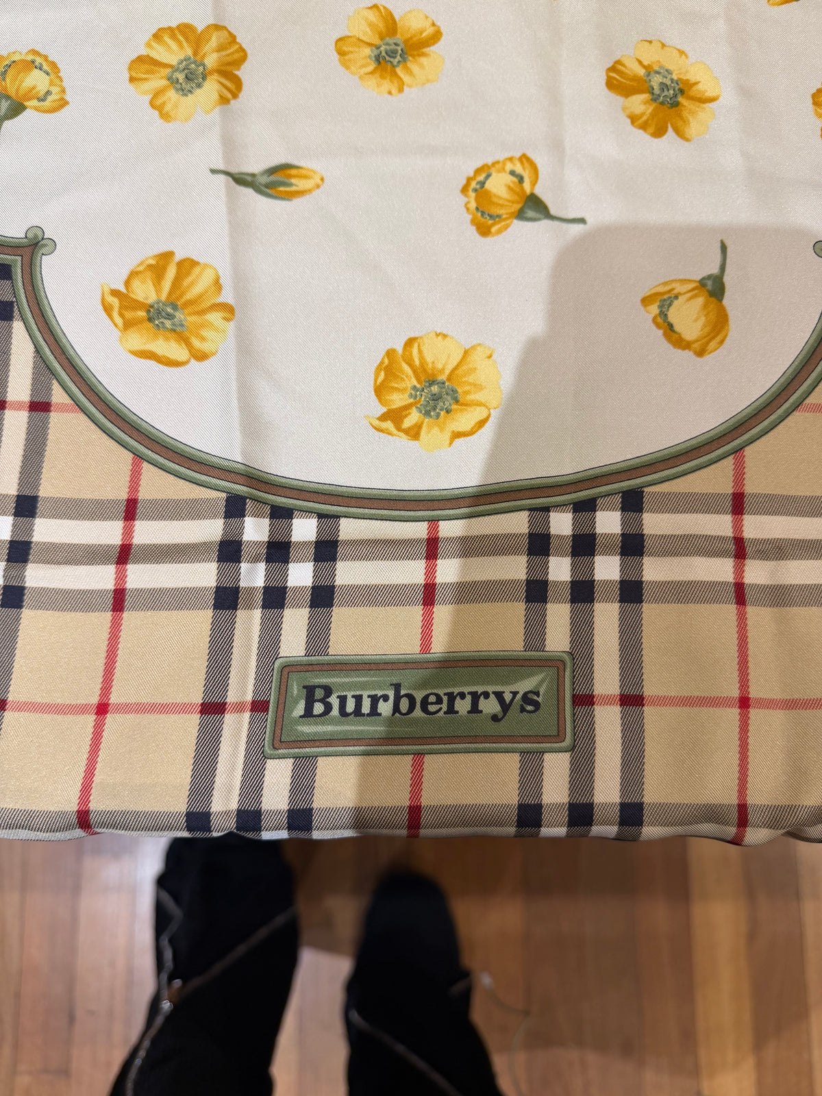 Burberry Nova Plaid Flower Motif Silk