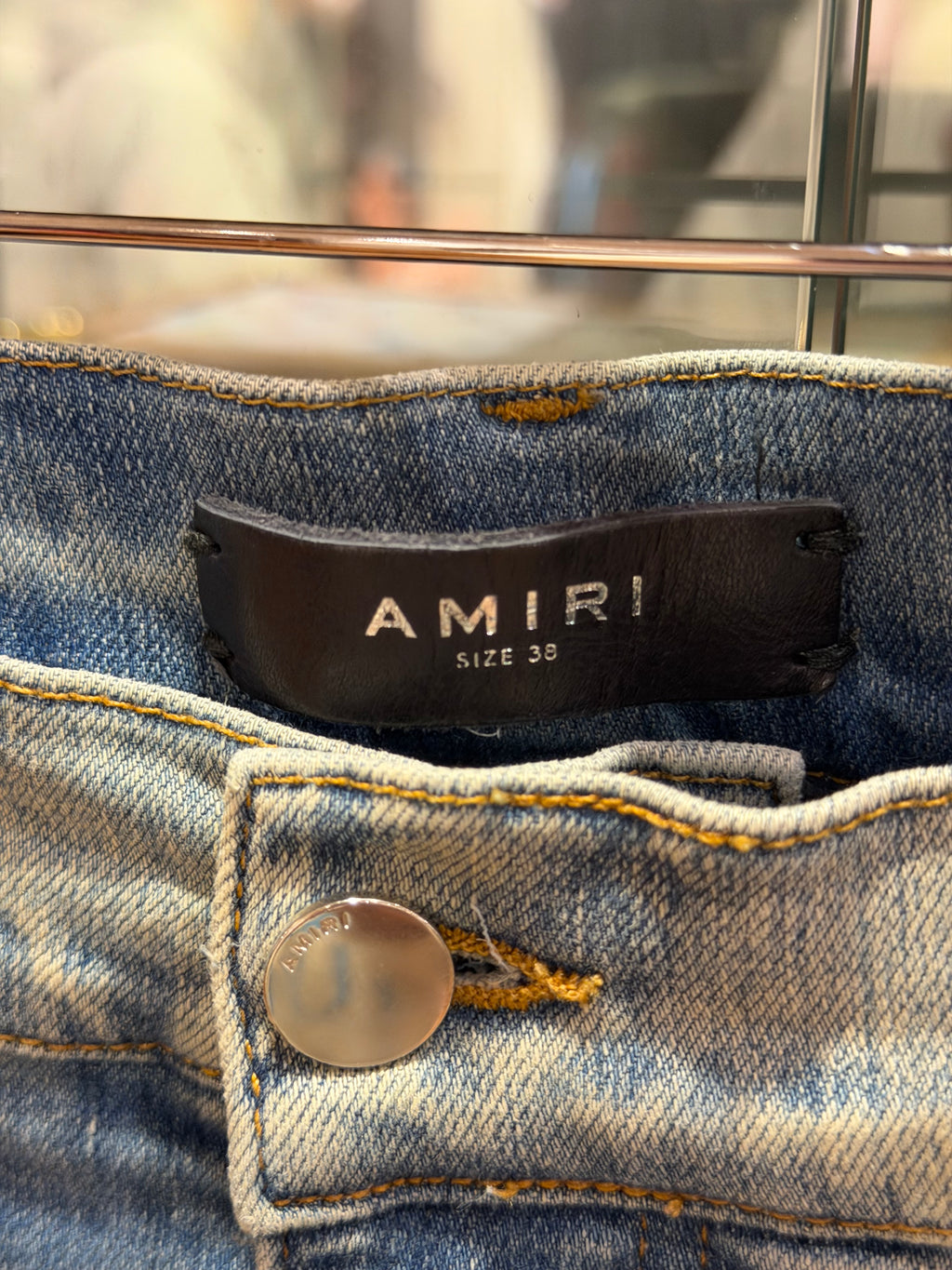 Amiri Rainbow Paisley Patch Skinny Thrasher Jeans - Light Wash