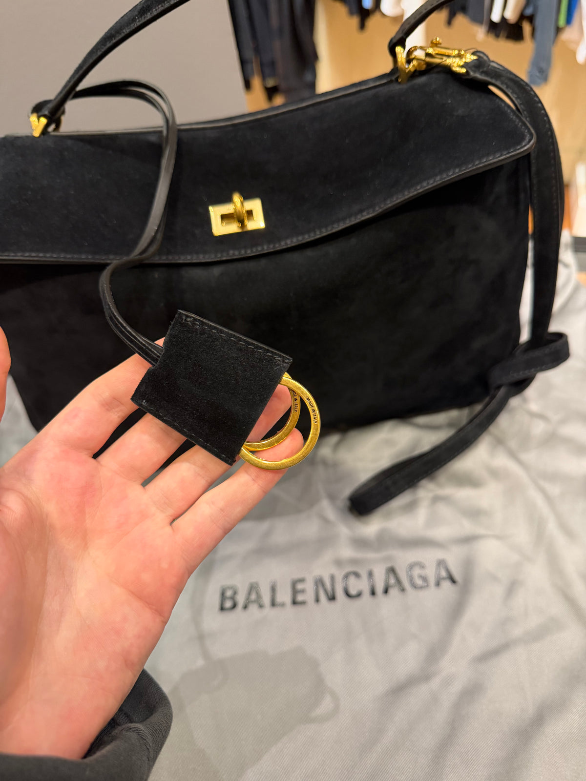 Balenciaga Rodeo Bag Black Suede - Medium