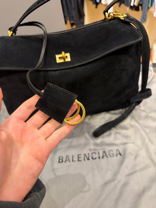 Balenciaga Rodeo Bag Black Suede - Medium