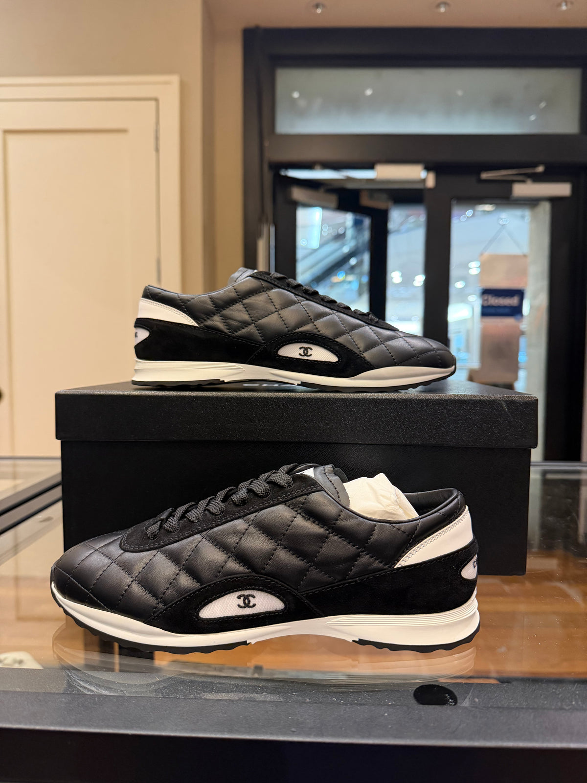 Chanel Calfskin Quilted Sneakers - Black