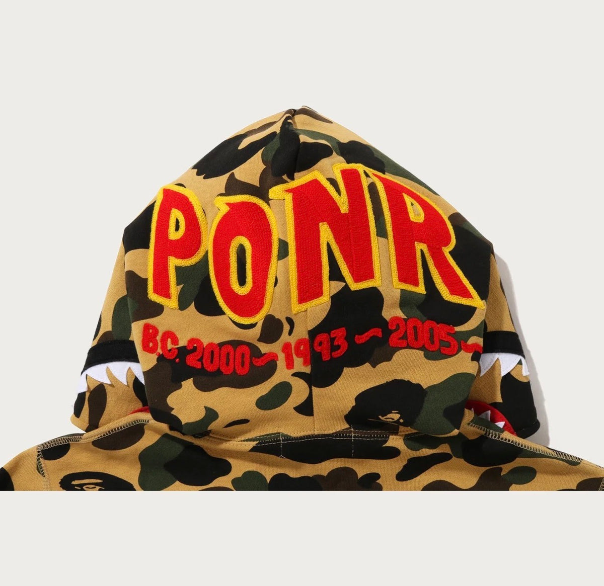BAPE 1st Camo 2nd PONR Shark Full Zip Hoodie - Yellow