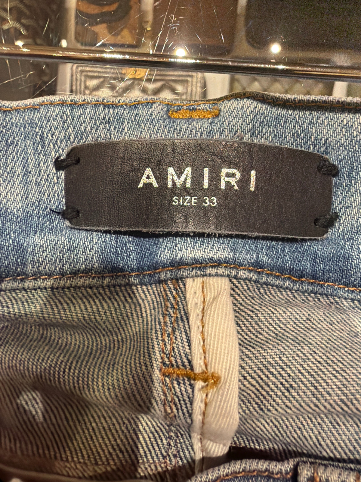 Amiri MX1 Green Plaid Patch
Denim Jeans -Blue