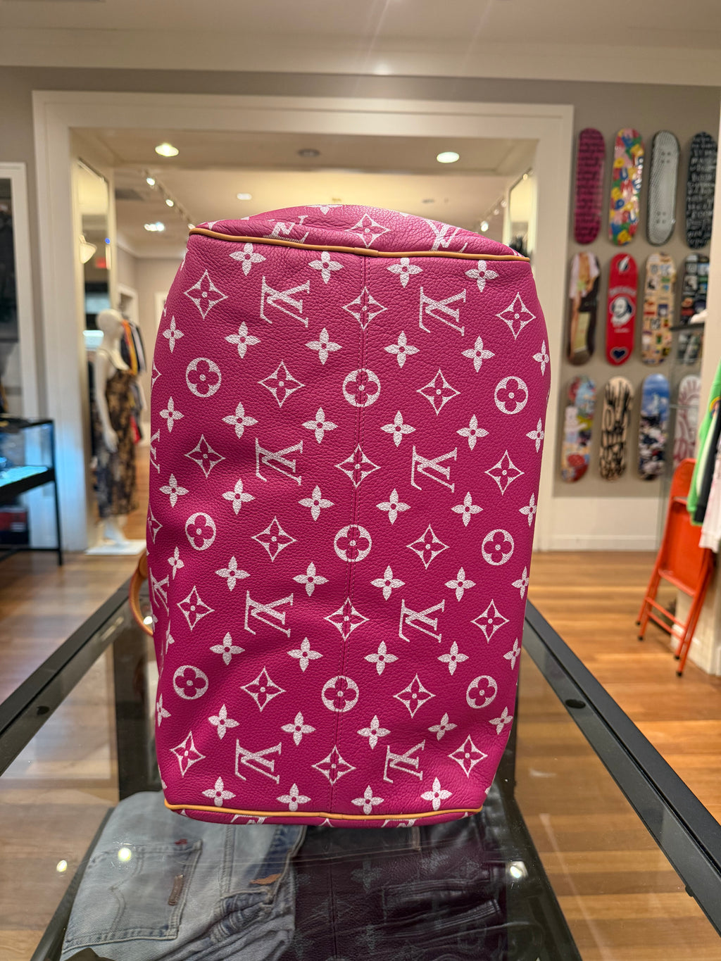 Louis Vuitton P9 Speedy 40 Bandouliere Pink Agate Duffle Bag