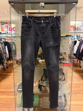 Amiri MX1 Distressed Skinny Jeans - Black / Black Patches Paisley