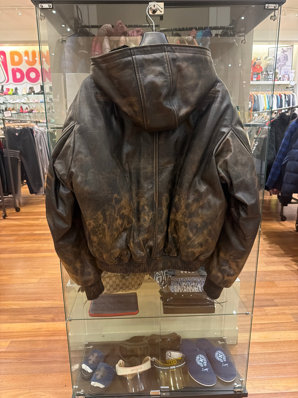 424 Cropped Leather Bomber Jacket