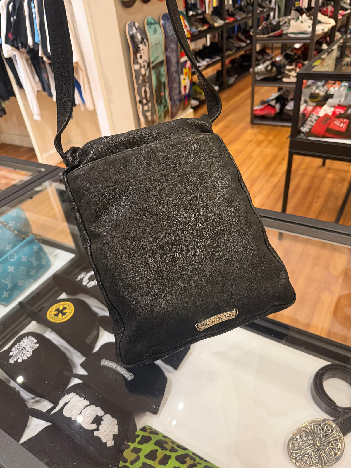 Chrome Hearts Blistered Leather Side Bag With Cross Patch