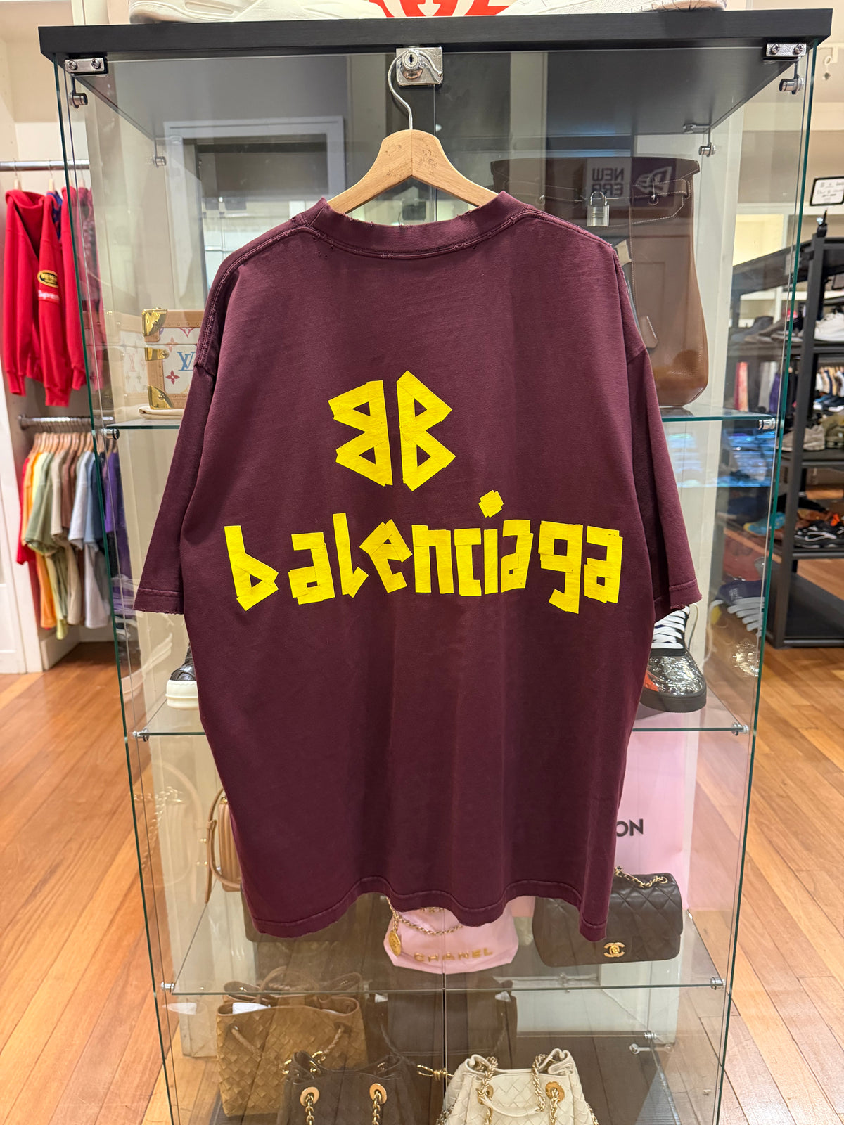 Balenciaga Tape Logo Tee -
Burgundy