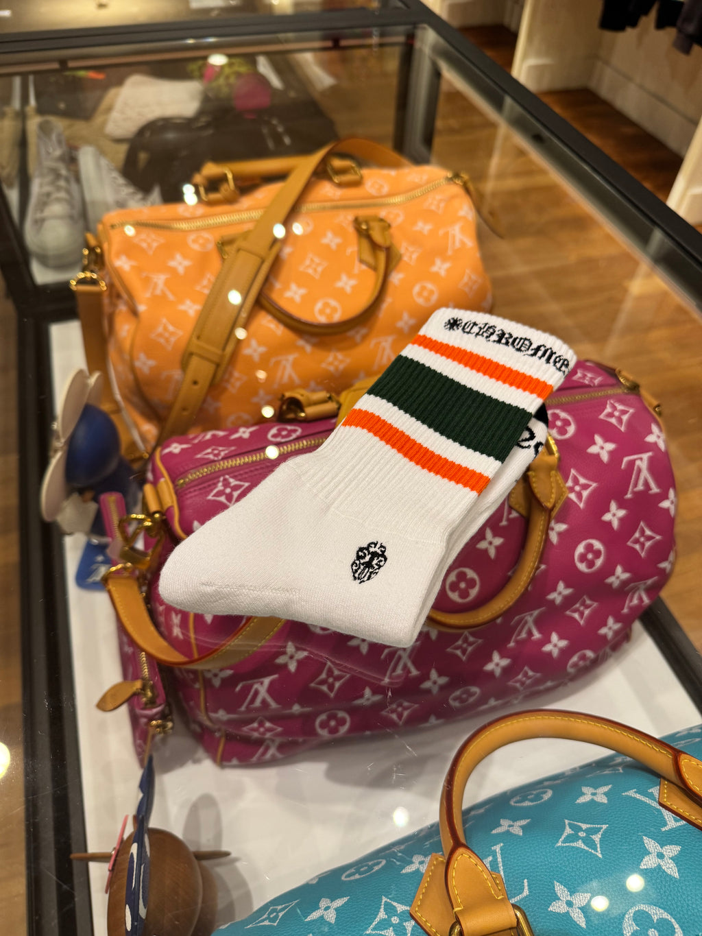 Chrome Hearts Socks - White/Green/Orange (L)