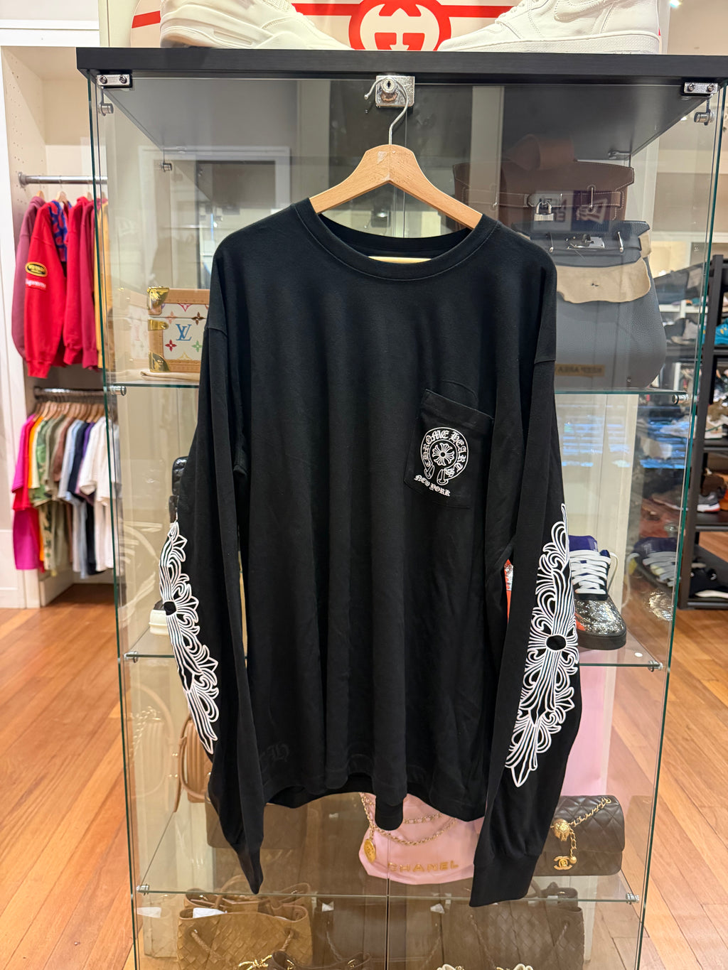 Chrome Hearts New York Horseshoe Pocket Logo Floral LS - Black