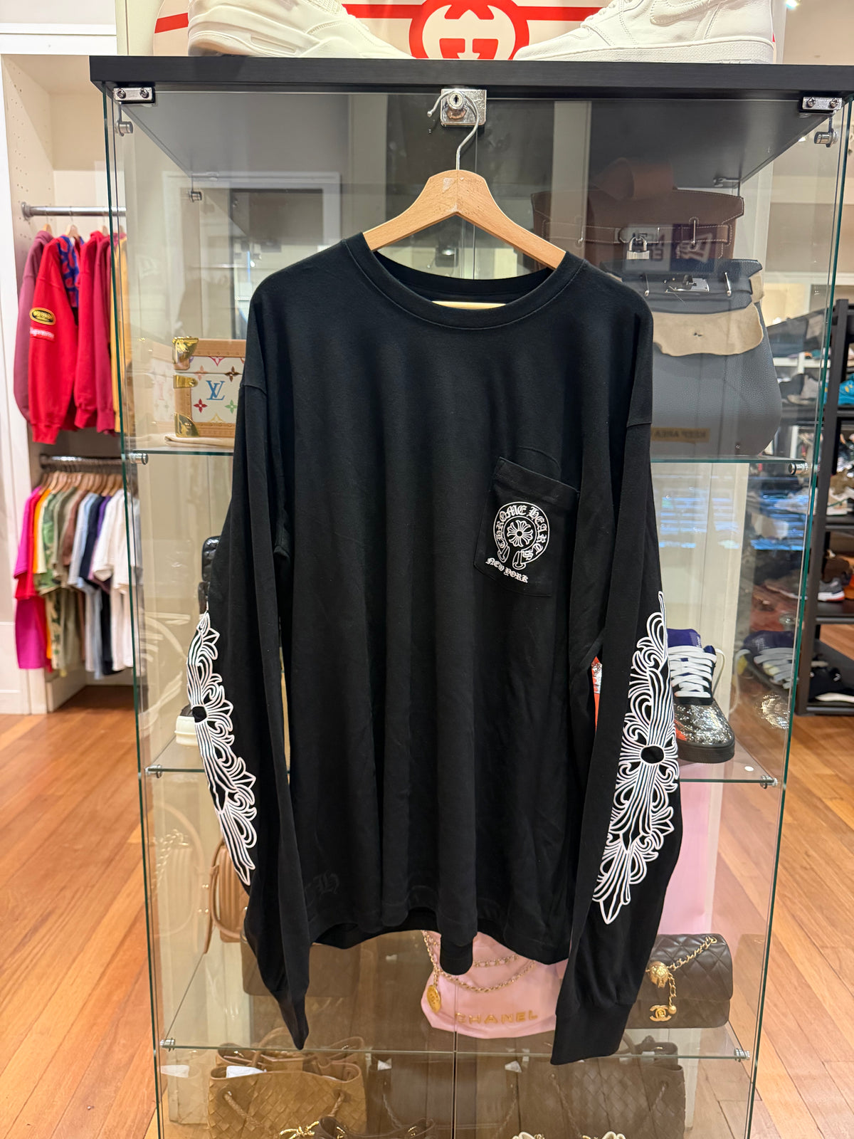 Chrome Hearts New York Horseshoe Pocket Logo Floral LS - Black