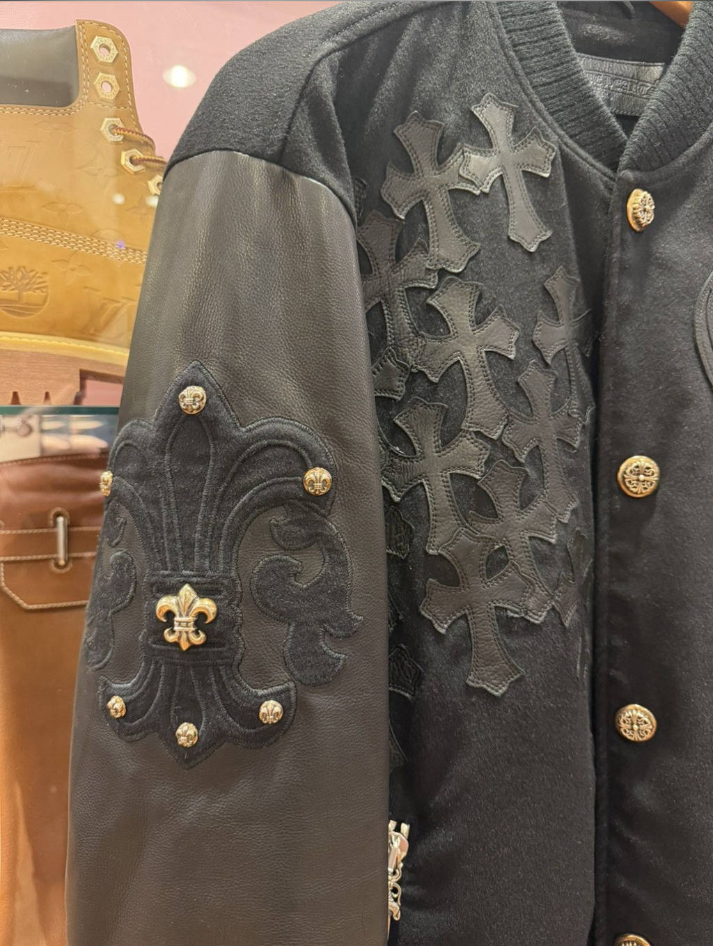 Chrome Hearts Varsity Jacket Cashmere Cross Patch