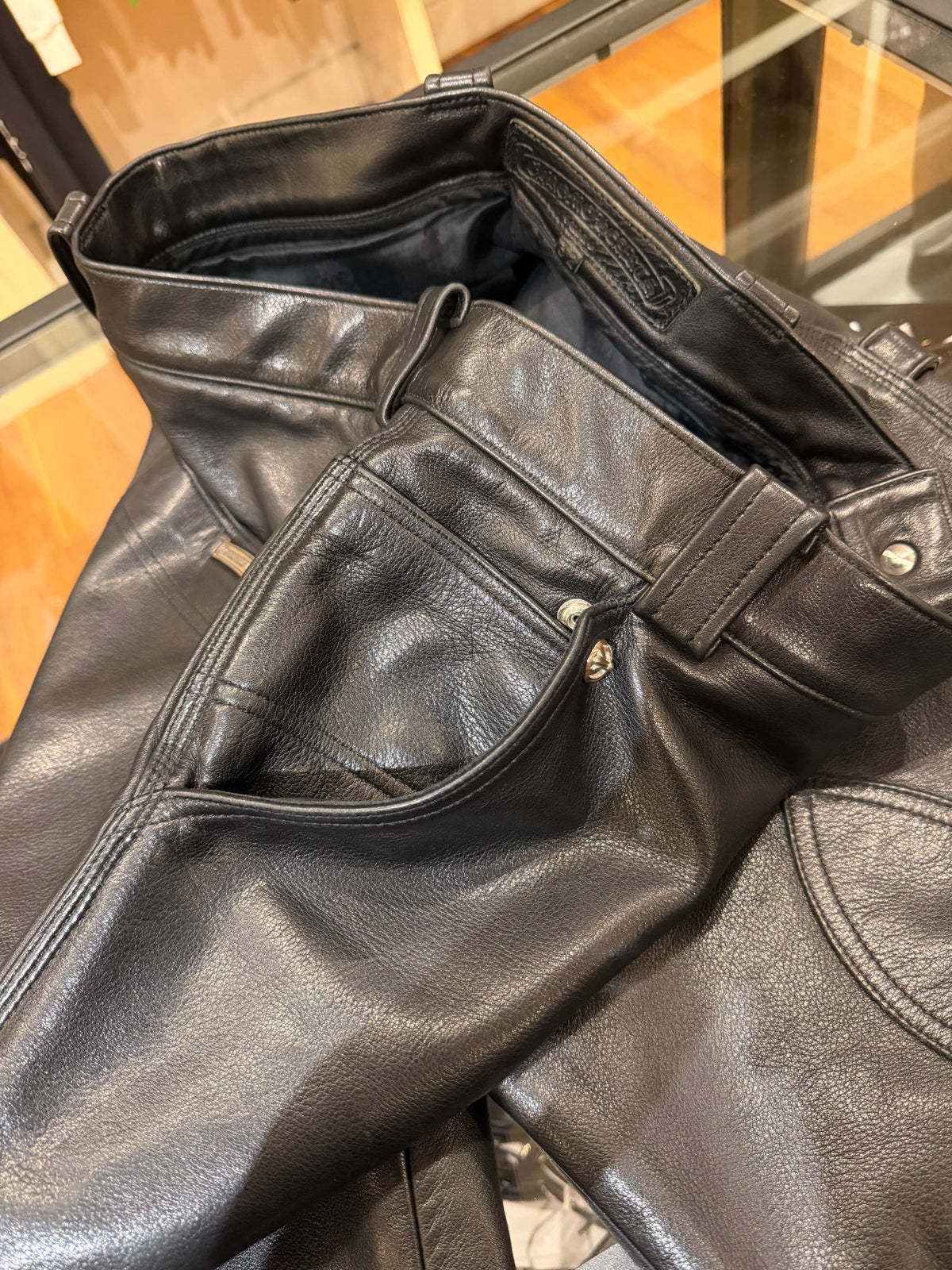 Chrome Hearts Fleur Carpenter Pants - Black Goat Leather