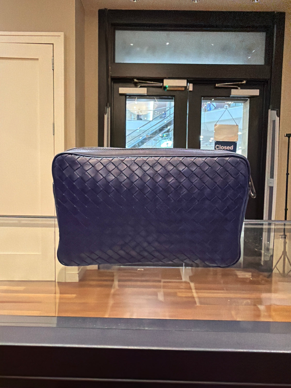 Bottega Veneta Intrecciato Woven Leather Pouch - Blue