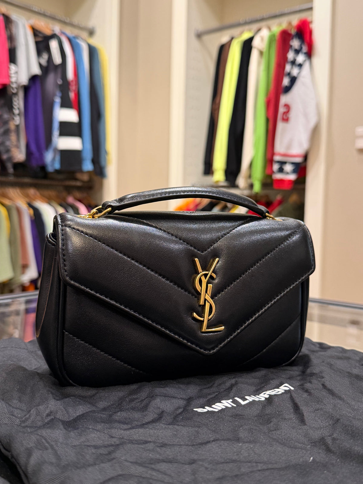Saint Laurent LouLou Mini YSL Chain Bag in Quilted Leather